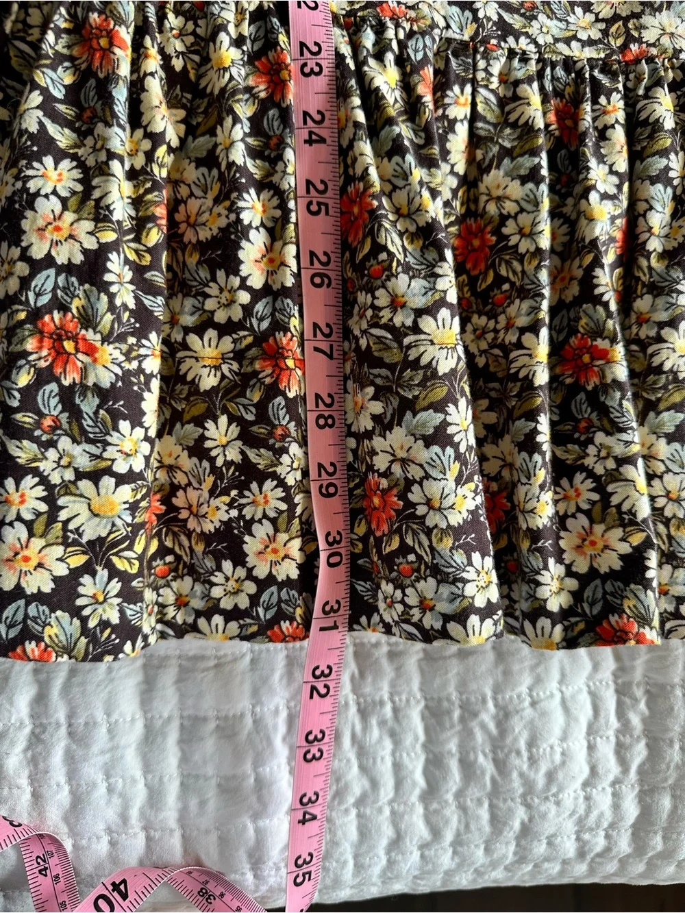 Free People Black Floral Mini Skirt with Orange and Cream Accents